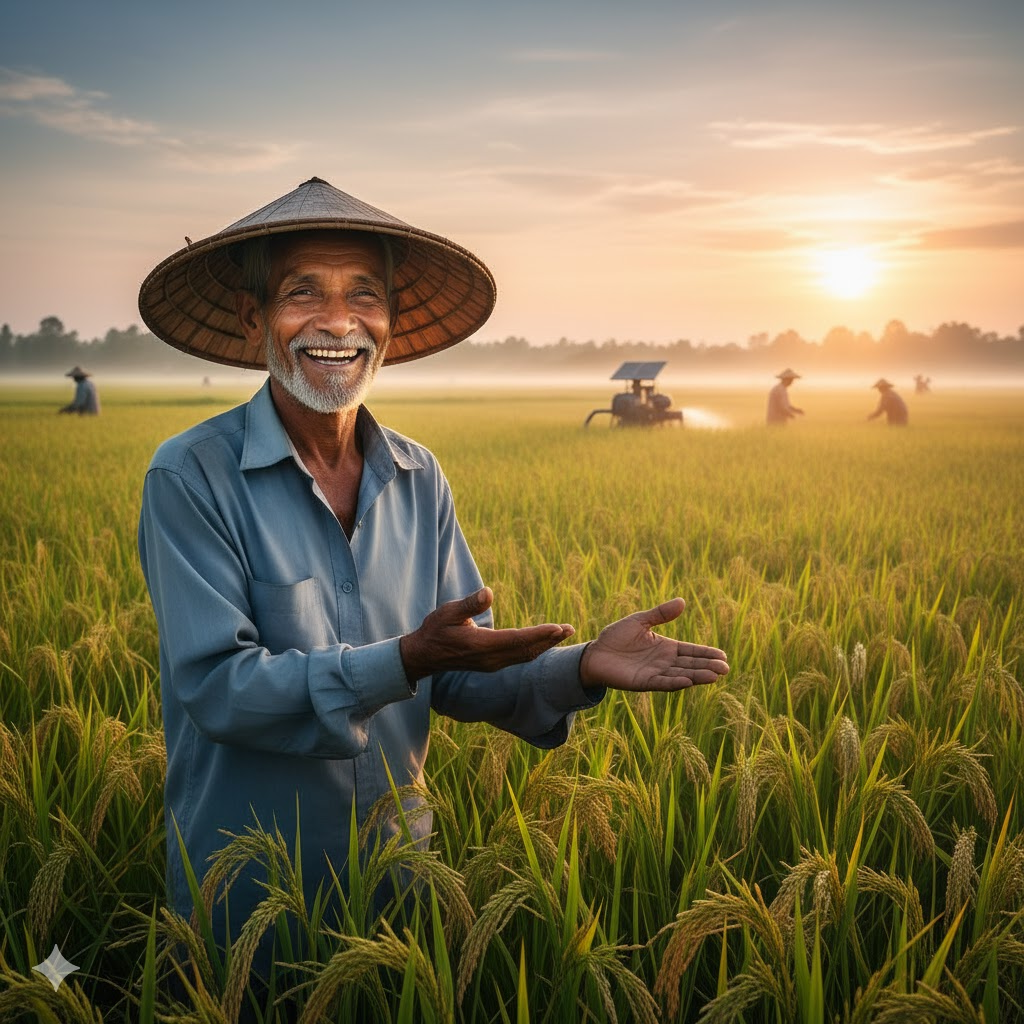 Farmer in rice field